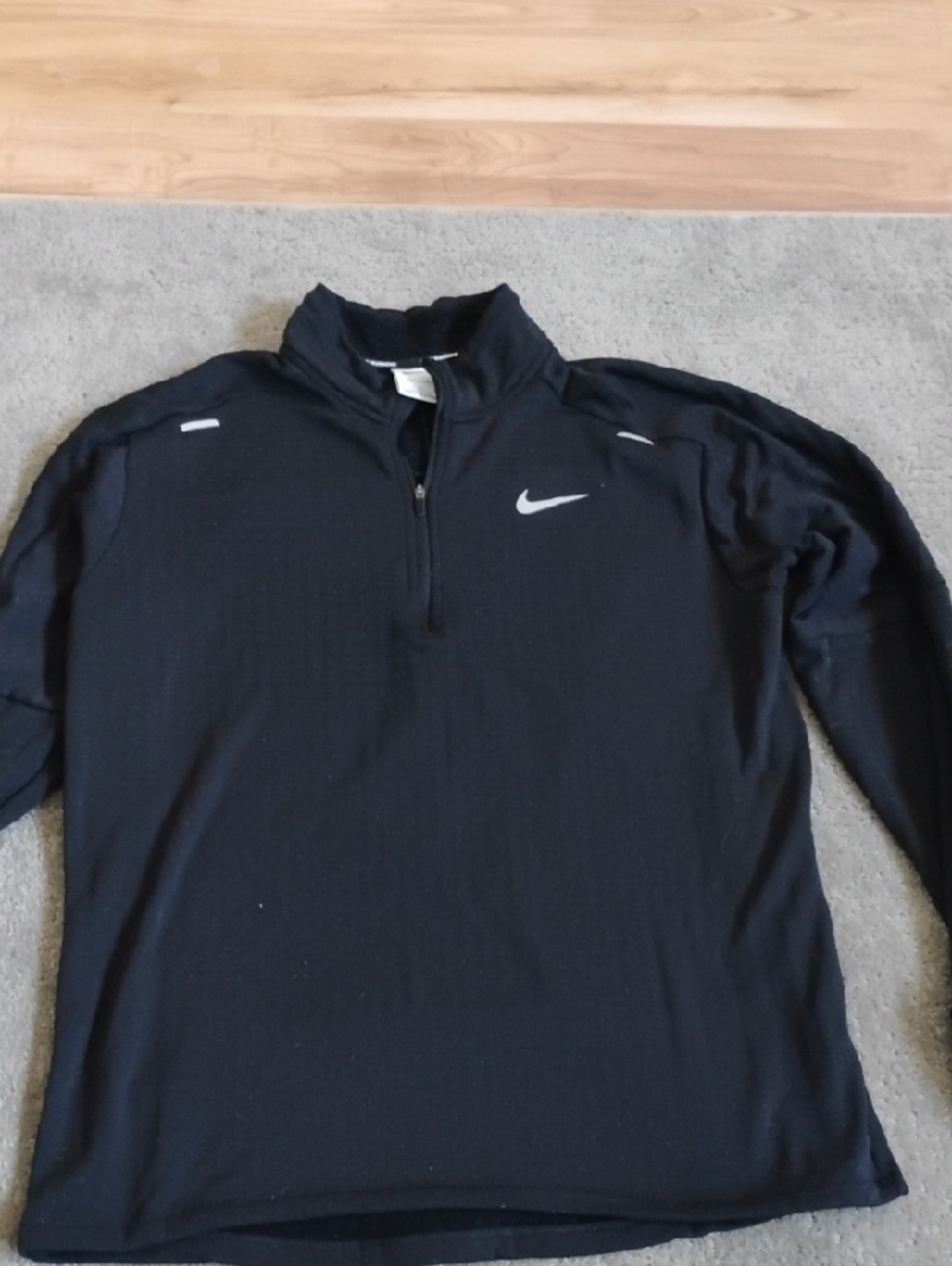 Nike Black  Pull Over Running Jacket with White Swoosh. Women's Large.